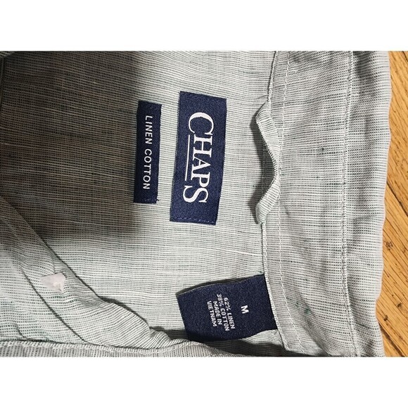 Chaps Linen Cotton Men's Medium Short Sleeve Button-Up Shirt - Picture 7 of 11